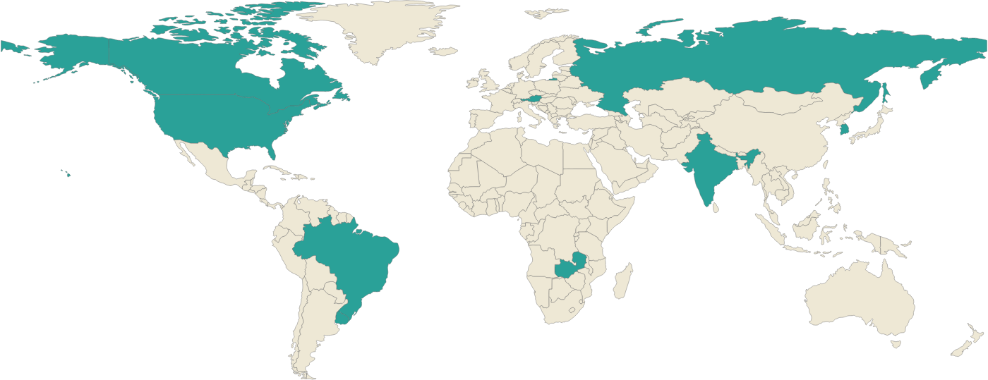 World map showing where Amethyst comes from