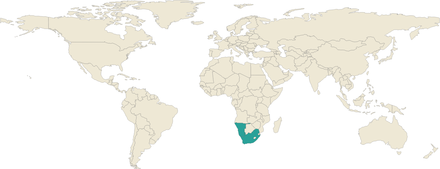 World map showing where Blue Lace Agate comes from