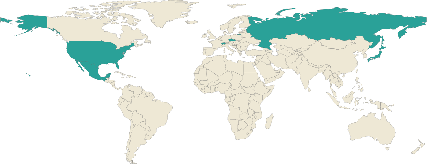 World map showing where Danburite comes from