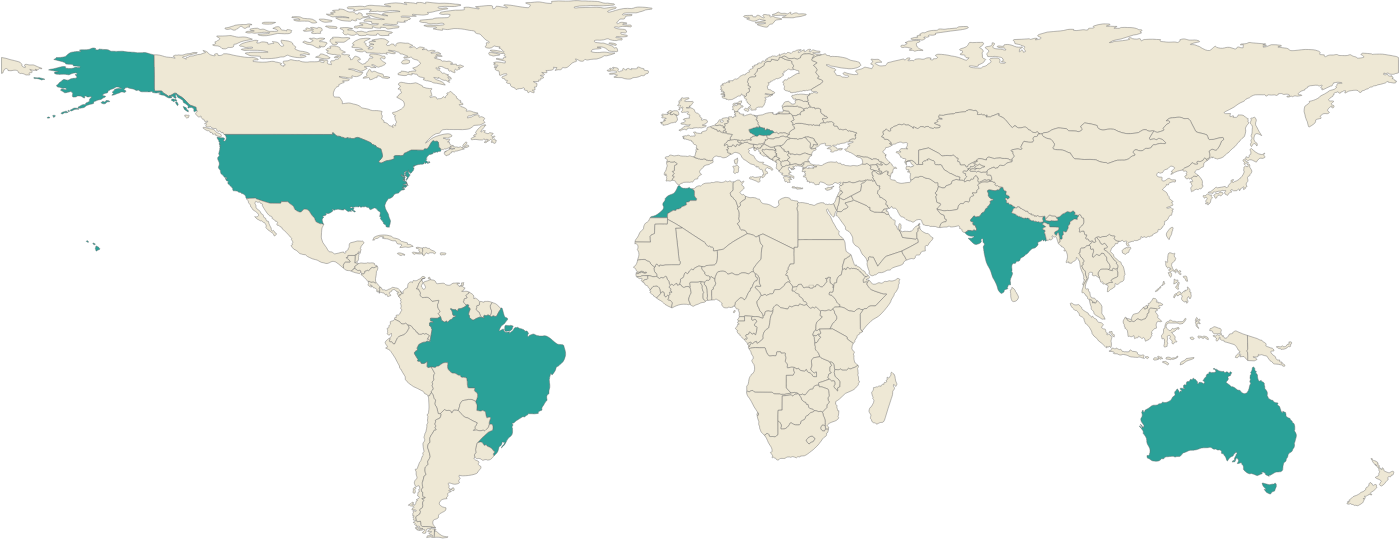 World map showing where Moss Agate comes from