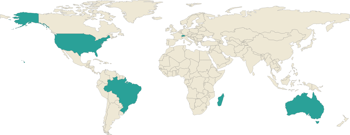 World map showing where smoky quartz comes from