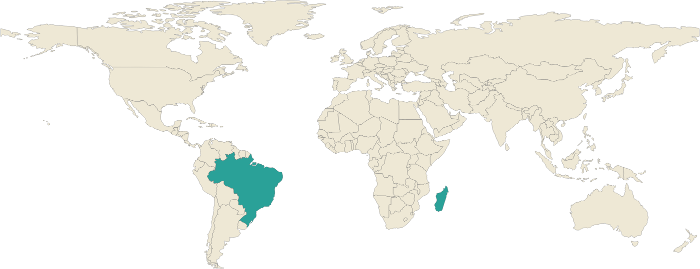 World map showing where Tangerine Quartz comes from